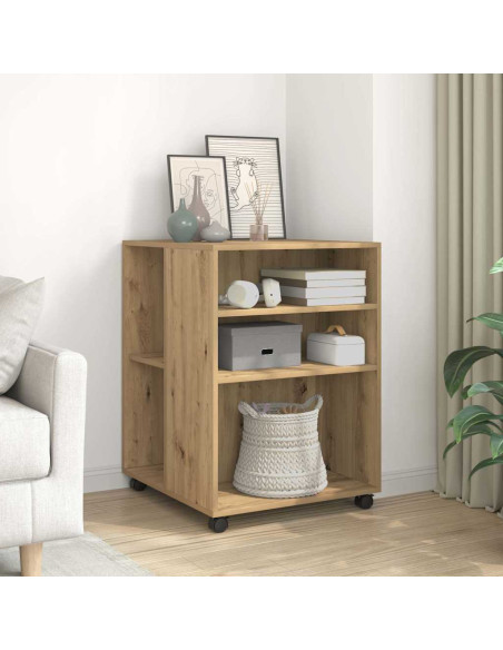 Tavolino con Ruote Rovere Artigianale 55x60x78 cm in Truciolato