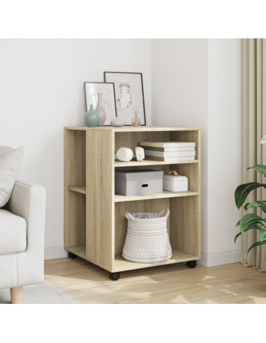 Tavolino con Ruote Rovere Sonoma 55x60x78 cm in Truciolato