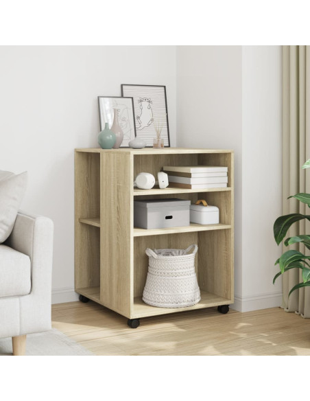 Tavolino con Ruote Rovere Sonoma 55x60x78 cm in Truciolato