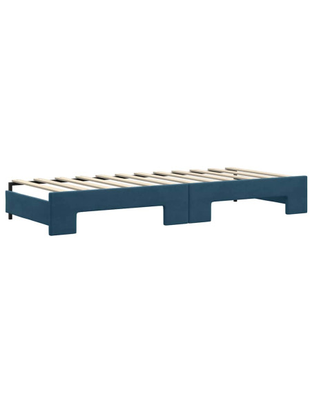 Divano Letto Estraibile con Materassi Blu 80x200 cm Velluto