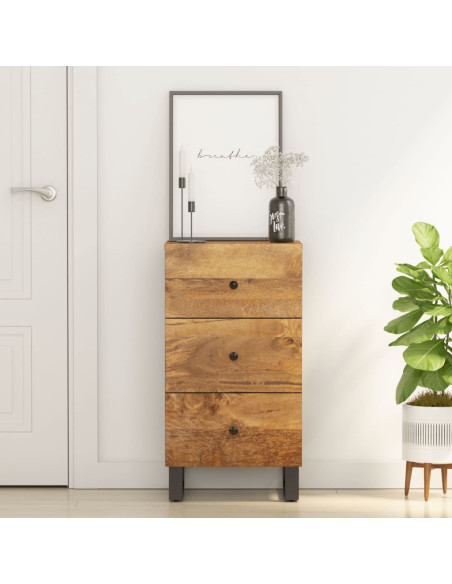 Credenza con 3 Cassetti 40x33,5x75 cm Legno Massello di Mango
