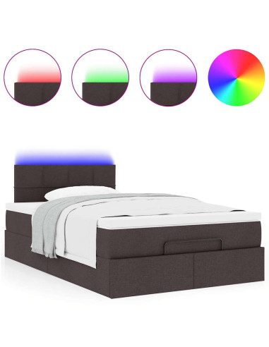 Pouf Letto con Materasso Marrone Scuro 120x200 cm in Tessuto