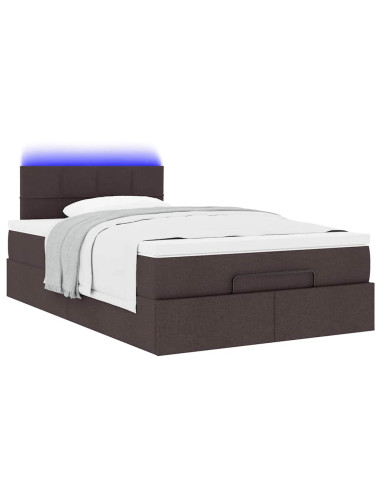 Pouf Letto con Materasso Marrone Scuro 120x200 cm in Tessuto
