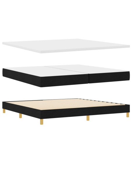 Letto a molle con cuscino Nero 200 x 200 cm Tessuto