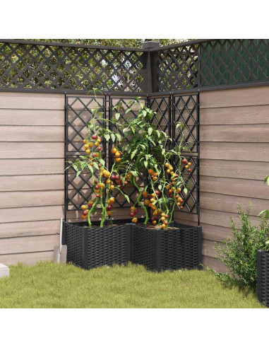 Vaso da giardino 3 pz Nero 80 x 80 x 143 cm PP