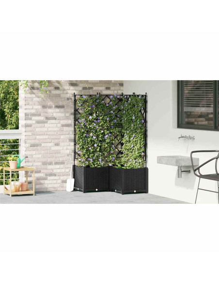 Vaso da giardino 3 pz Nero 80 x 80 x 143 cm PP