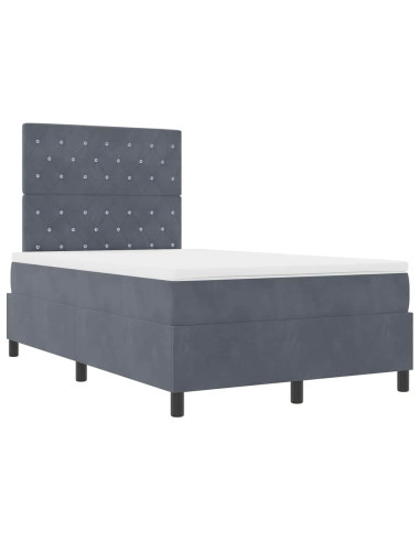 Letto a molle con materasso Grigio scuro 120 x 190 cm Velluto