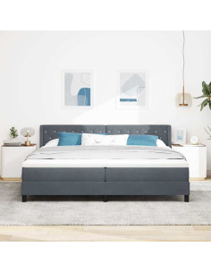 Letto a molle con testiera Grigio scuro 200 x 200 cm Velluto