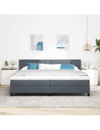 Letto a molle con testiera Grigio scuro 200 x 200 cm Velluto
