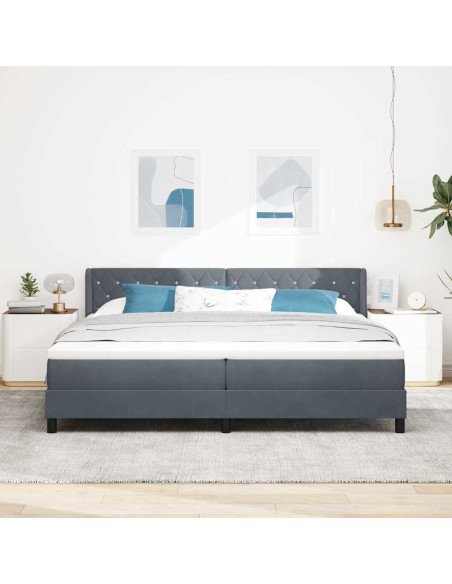 Letto a molle con testiera Grigio scuro 200 x 200 cm Velluto