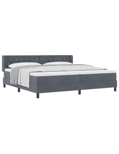 Letto a molle con testiera Grigio scuro 200 x 200 cm Velluto 2