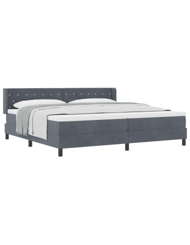 Letto a molle con testiera Grigio scuro 200 x 200 cm Velluto