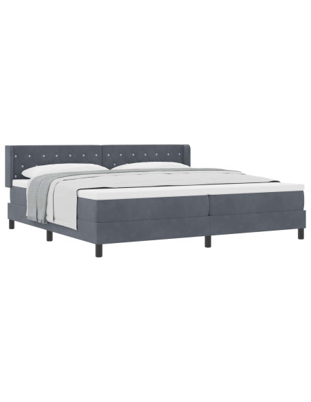 Letto a molle con testiera Grigio scuro 200 x 200 cm Velluto