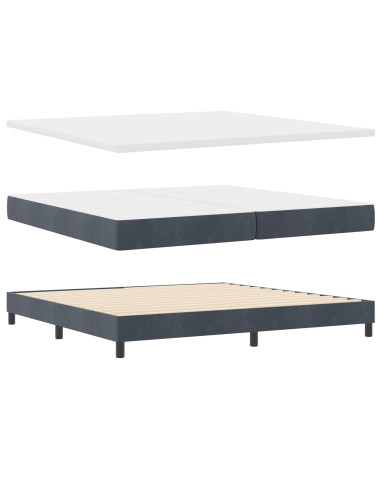 Letto a molle con testiera Grigio scuro 200 x 200 cm Velluto