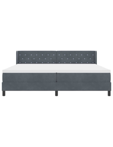 Letto a molle con testiera Grigio scuro 200 x 200 cm Velluto