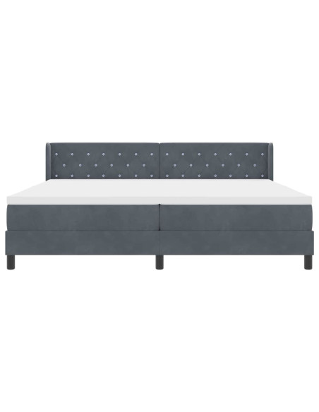 Letto a molle con testiera Grigio scuro 200 x 200 cm Velluto