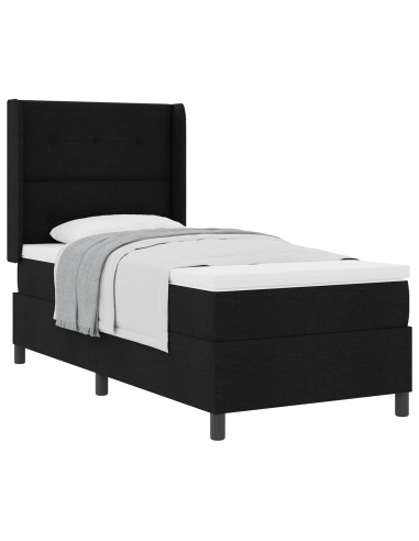 Letto a molle con cuscino Nero 200 x 100 cm Tessuto