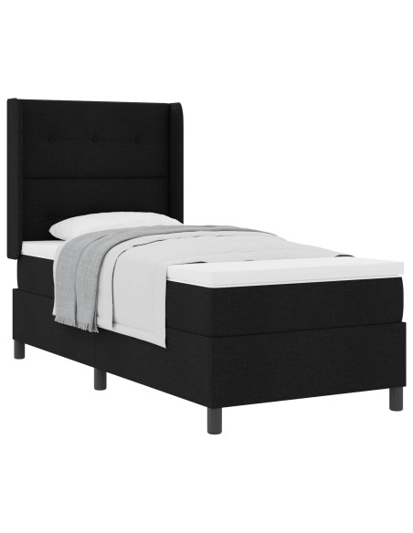 Letto a molle con cuscino Nero 200 x 100 cm Tessuto