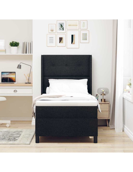 Letto a molle con cuscino Nero 200 x 100 cm Tessuto
