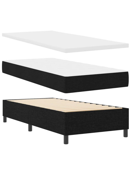 Letto a molle con cuscino Nero 200 x 100 cm Tessuto