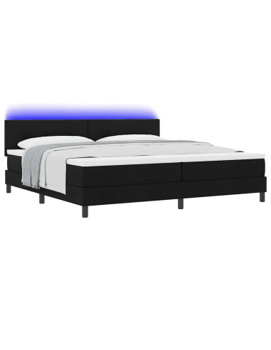 Letto a molle con strisce LED Nero 200 x 200 cm Tessuto