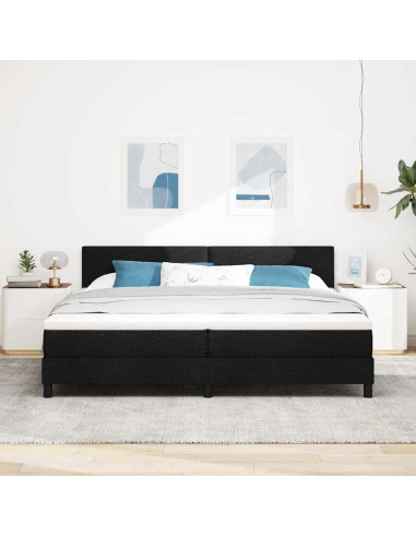 Letto a molle con strisce LED Nero 200 x 200 cm Tessuto