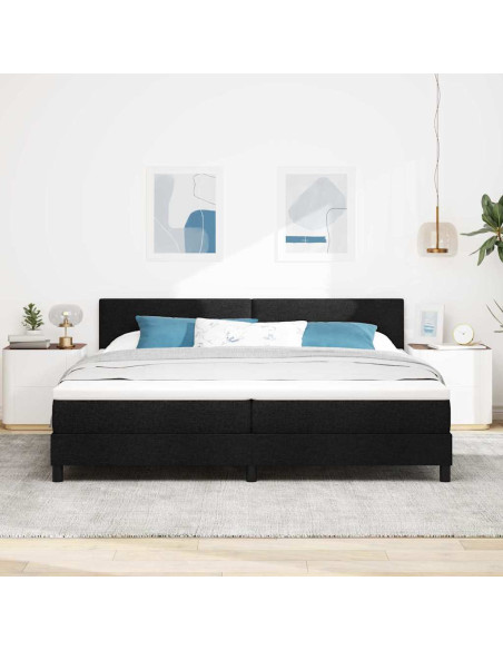 Letto a molle con strisce LED Nero 200 x 200 cm Tessuto