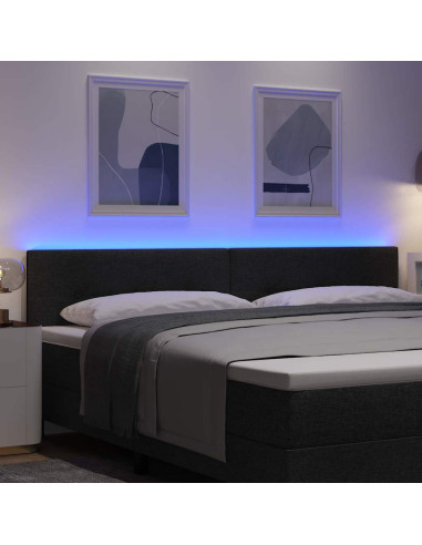 Testiera LED con strisce LED con testiera Nero 200 cm Tessuto