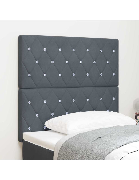Testiera LED con strisce LED Grigio scuro 100 cm Velluto