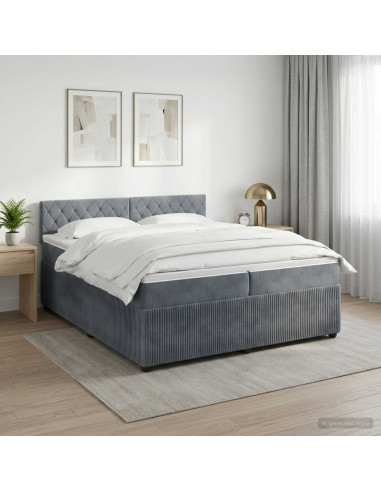 Letto box spring con materasso Grigio Scuro 200 x 200 cm