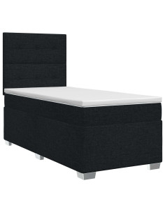Letto box spring con materasso Nero 100 x 200 cm Tessuto 2