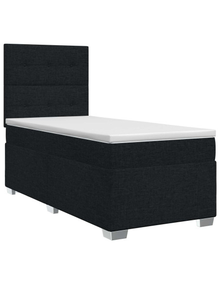 Letto box spring con materasso Nero 100 x 200 cm Tessuto