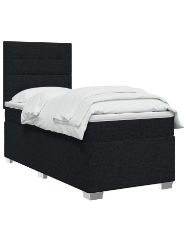 Letto box spring con materasso Nero 100 x 200 cm Tessuto