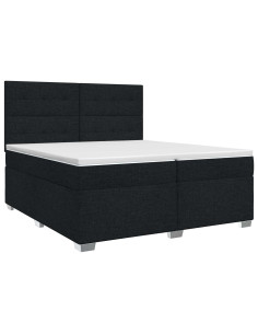 Letto box spring con materasso Nero 200 x 200 cm Tessuto 2