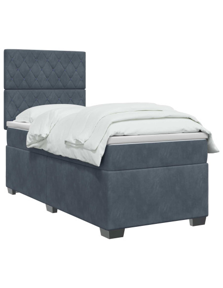 Letto box spring con materasso Grigio Scuro 100 x 200 cm
