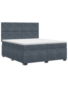 Letto box spring con materasso Grigio Scuro 200 x 200 cm 2