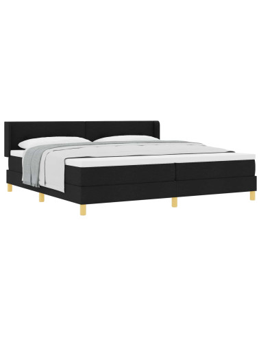 Letto a molle con testiera Nero 200 x 200 cm Tessuto