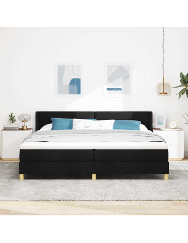 Letto a molle con testiera Nero 200 x 200 cm Tessuto