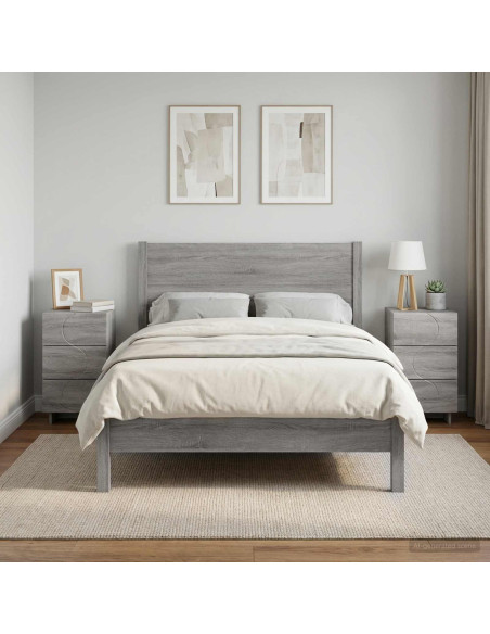 Armadio da Notte 2 pcs Sonoma grigio 33,5 x 34,5 x 60 cm
