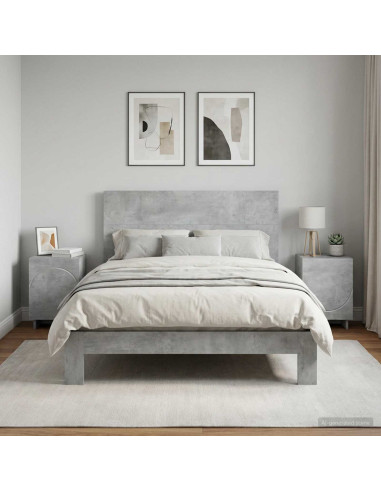 Armadio da Notte 2 pcs Grigio Cemento 33,5 x 34,5 x 50 cm