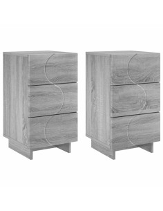 Armadio da Notte 2 pcs Sonoma grigio 33,5 x 34,5 x 60 cm 2