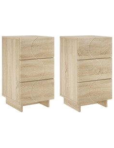 Armadio da Notte 2 pcs Rovere Sonoma 33,5 x 34,5 x 60 cm 2