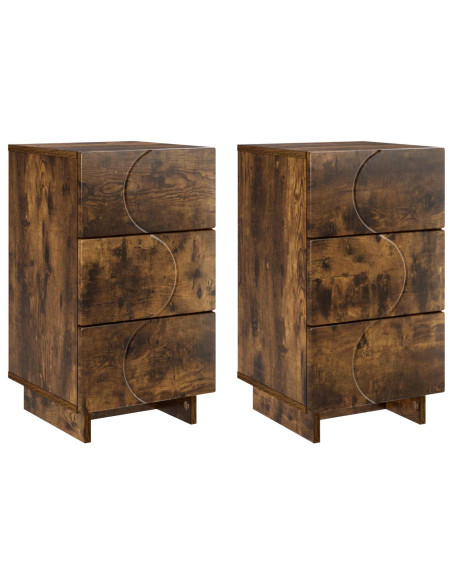 Armadio da Notte 2 pcs Rovere Fumo 33,5 x 34,5 x 60 cm