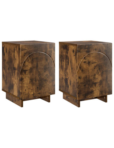 Armadio da Notte 2 pcs Rovere Fumo 33,5 x 34,5 x 50 cm