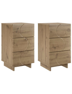 Armadio da Notte 2 pcs Rovere Artigianale 33,5 x 34,5 x 60 cm 2