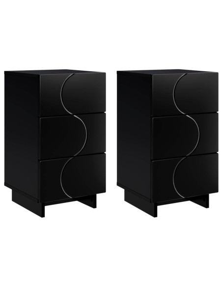 Armadio da Notte 2 pcs Nero 33,5 x 34,5 x 60 cm