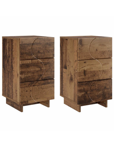 Armadio da Notte 2 pcs Legno antico 33,5 x 34,5 x 60 cm
