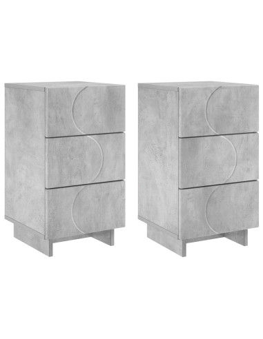 Armadio da Notte 2 pcs Grigio Cemento 33,5 x 34,5 x 60 cm