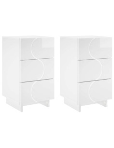 Armadio da Notte 2 pcs Bianco Lucido 33,5 x 34,5 x 60 cm 2