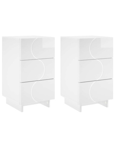 Armadio da Notte 2 pcs Bianco Lucido 33,5 x 34,5 x 60 cm